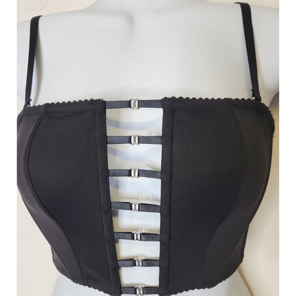 NWT Victorias Secret Black Bra / Top Unlined Bralette Top Strappy Zip Back XS - Picture 1 of 10